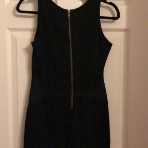Designer black dress with faux leather appliqué by Under.ligne _5 - Picture 3 of 5